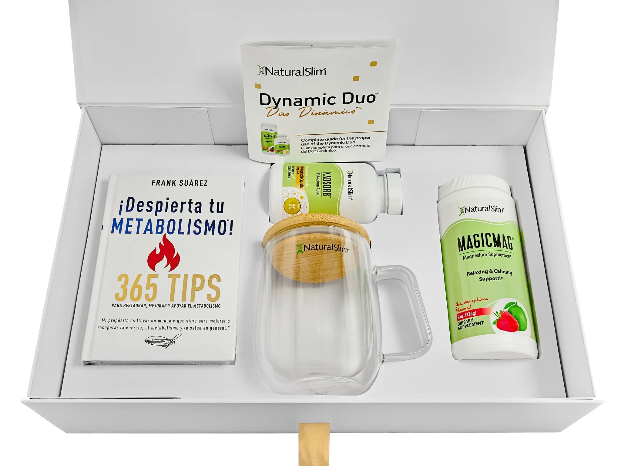 Dynamic Duo Gift Set | MagicMag®, Kadsorb®, Despierta tu Metabolismo! Book, Mug and Gift Box with Information Leaflet| Magnesium