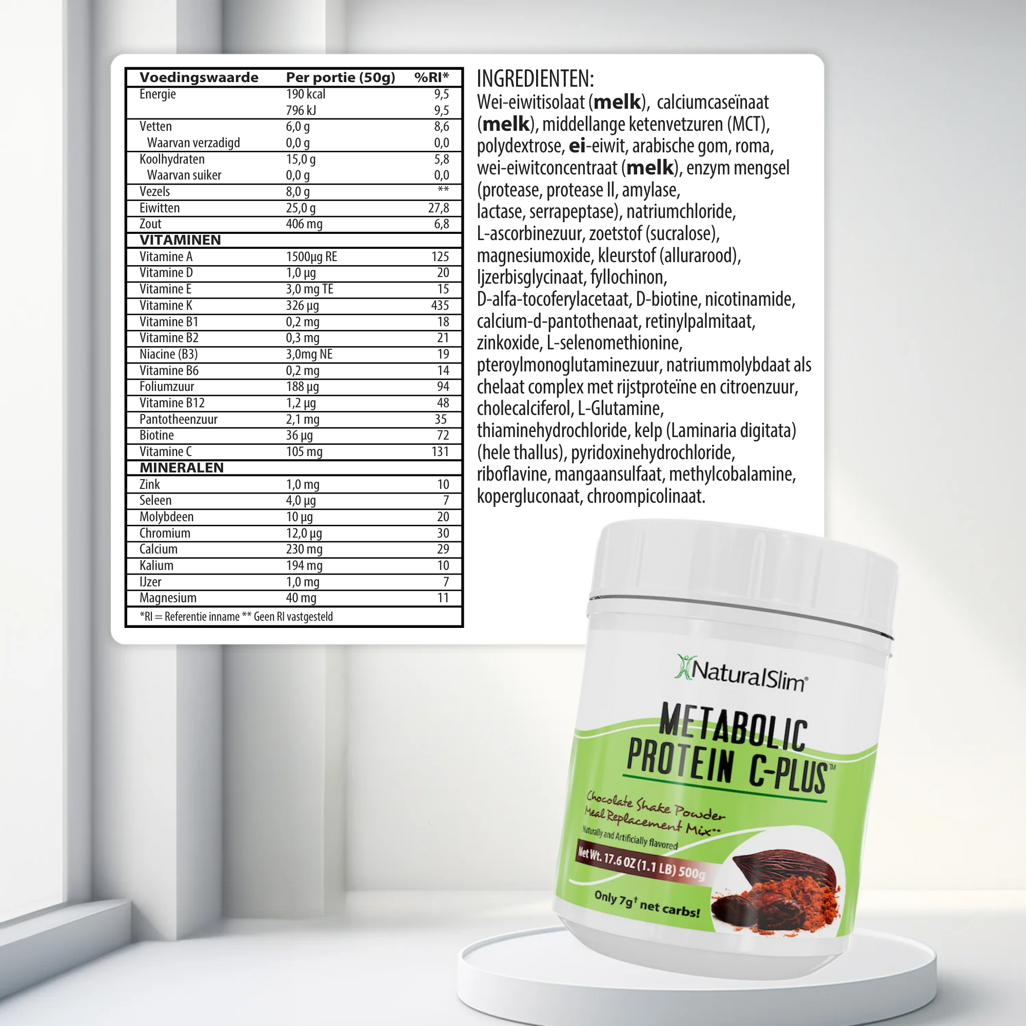 Metabolic Protein C-Plus Chocolate voedingswaarde-informatie