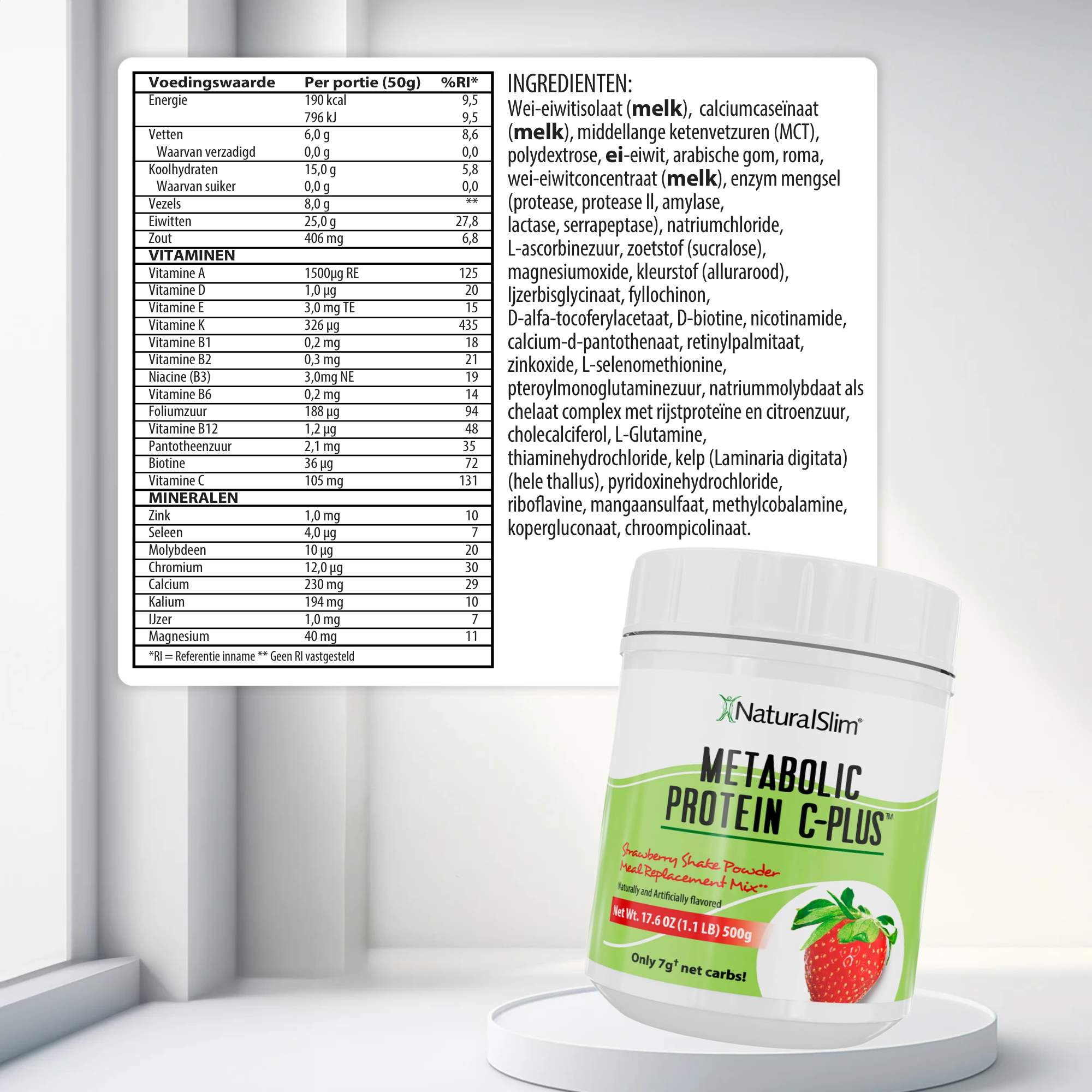 Metabolic Protein C-Plus Strawberry voedingswaarde-informatie