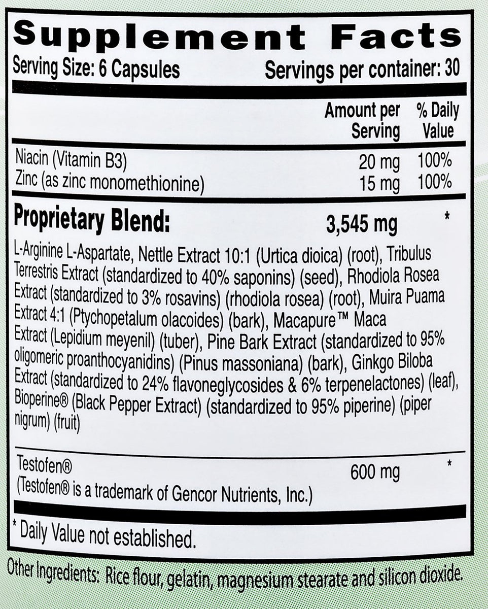  NaturalSlim Testosterin Mens Multivitamins Testosterone Booster  - Testosterone Supplement with Vitamin B3, Zinc, Proprietary Blend &  Testofen for Muscle Support, Stamina & Metabolism - 180 Capsules : Health &  Household