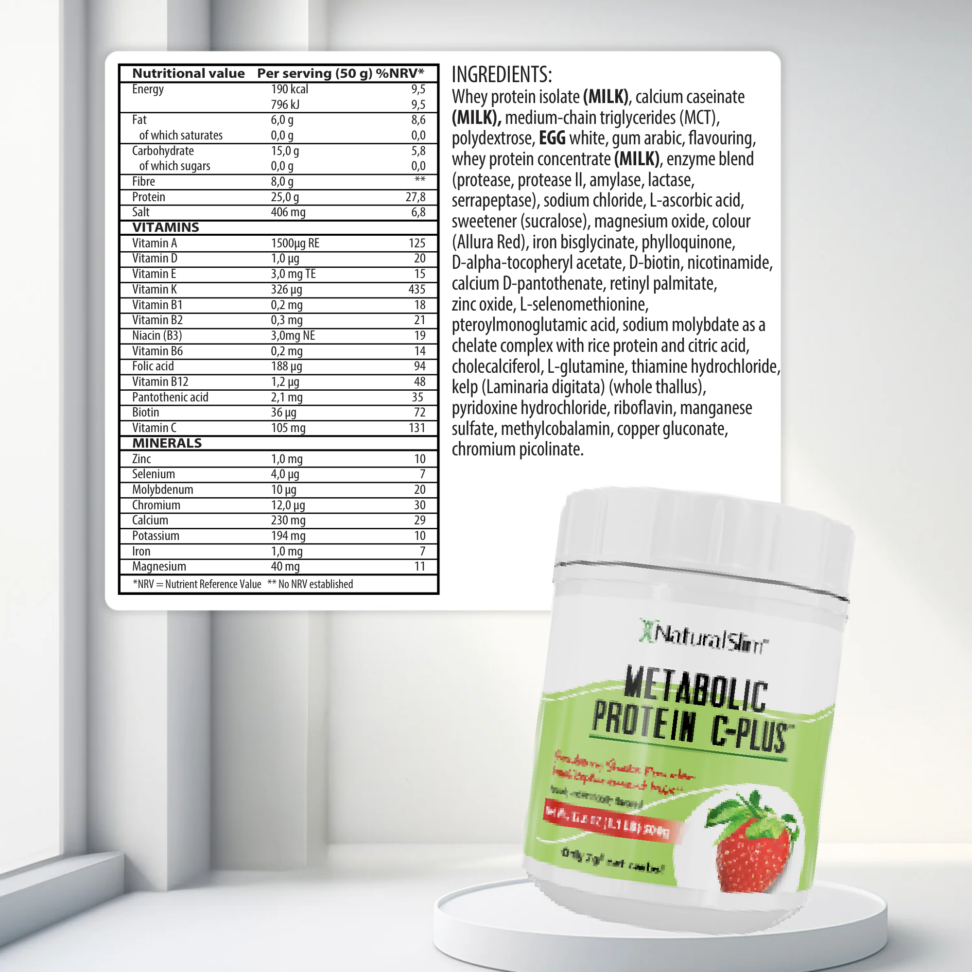 Metabolic Protein C-Plus Strawberry nutritional information