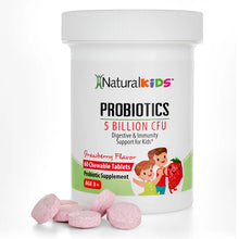 Afbeelding in Gallery-weergave laden, NaturalKids® PROBIOTICS™ Chewable Tablets 5 Billion CFUs per Serving | Chewable Probiotics Tablets 60 Chewable Tablets | Strawberry Flavor
