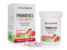 Cargar imagen en el visor de la galería, NaturalKids® PROBIOTICS™ Tabletas masticables 5 mil millones de UFC por porción | Probióticos en tableta masticable 60 tabletas masticables | Sabor Fresa
