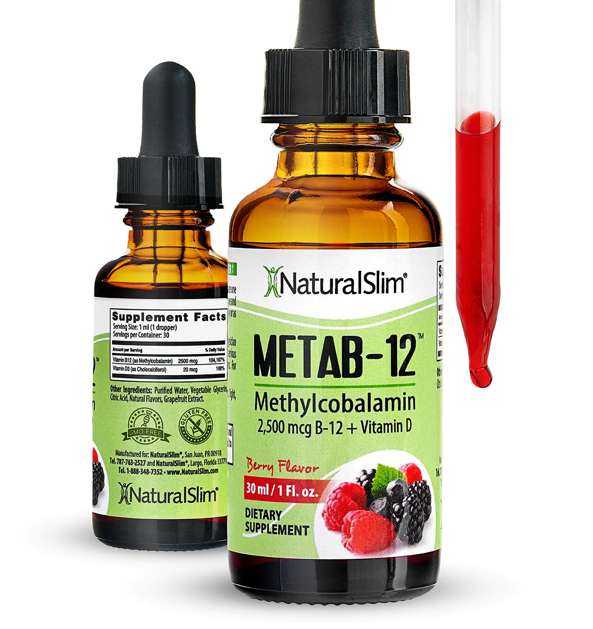 Metab 12 NaturalSlim Vitamina B12 con Vitamina D Berry Flavor 30ml
